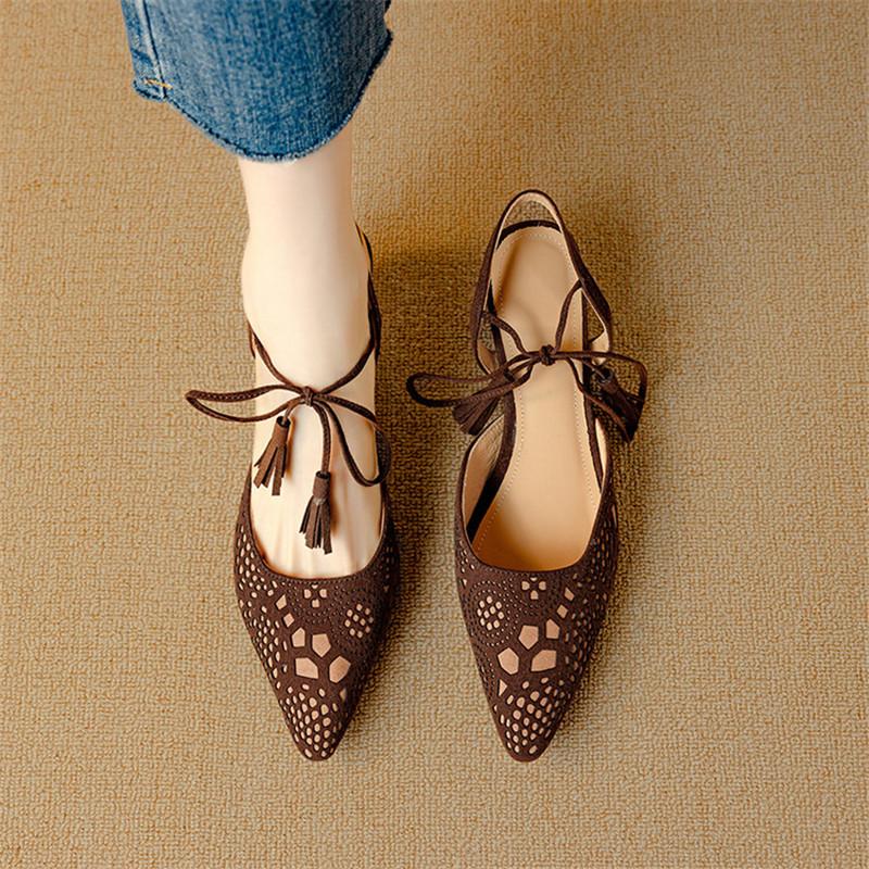 Fashion New Summer Sandals Pointed Toe Sandals for Women High Heels Fashion Tassels Lace Cover Toe Sandal Ladies Shoes Women Grey