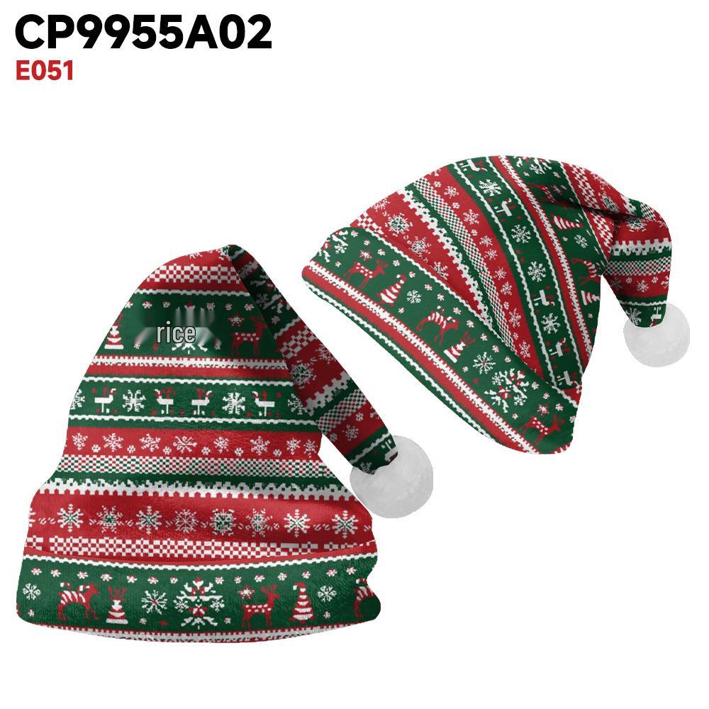 2024 Czapka Mikołaja z dwustronnego polaru z dodatkowym aksamitem dla dorosłych i dzieci z nadrukiem na zamówienie