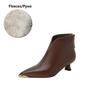 Fashion NEW Autumn/Winter Women Boots Pointed Toe Kitten Heel Shoes Genuine Leather Shoes for Women Elegant Ankle Boots Zip Modern Boots