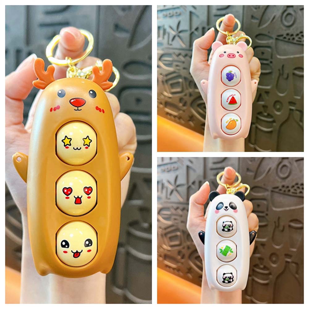 Panda Deer Pig Face Makeup Toy Keychain Plastics Press Face Changing Toy  Kids Playing Supplies
