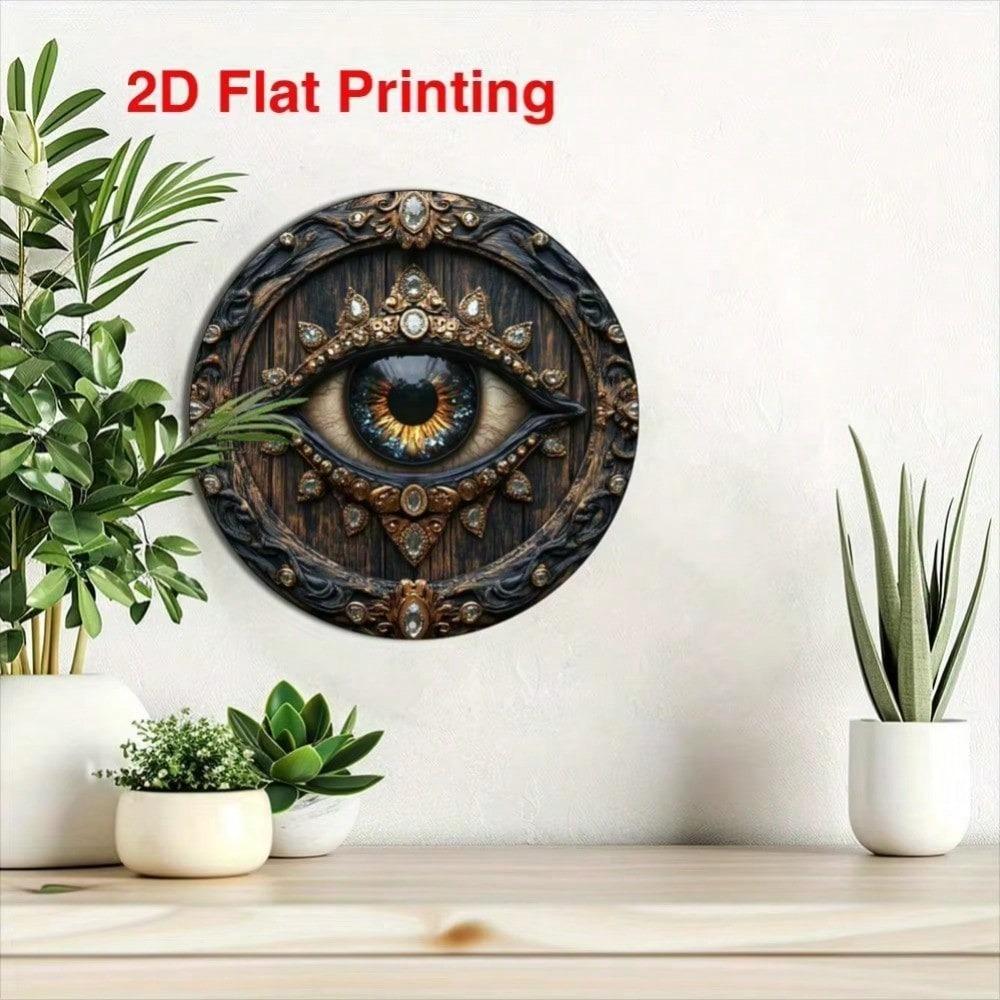 Vintage Blue Golden Eye Aluminum Wall Art Metal Sign for Home Decor