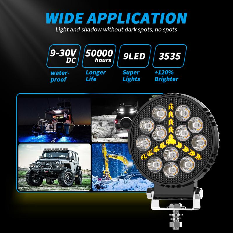 Lumini Rotunde DRL Zi de Funcționare Black Knigh 4 inch Lumini de Lucru LED Modificate Proiectoare Vehicul Off-Road ATV SUV 4X4 Faruri Flash