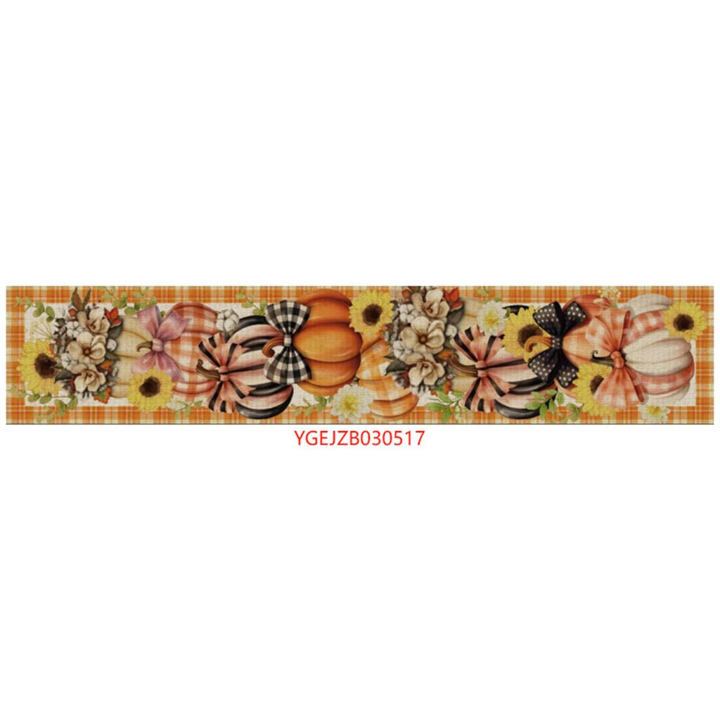 Thanksgiving Fall Harvest Kitchen Table Decorative Tablecloth, Maple Pumpkin Turkey Tablecloth