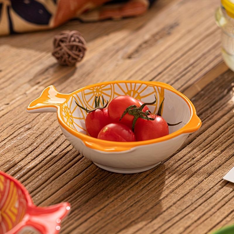 6 Stück Japanische Retro Keramik Fischförmige Teller; Gewürzteller/Dipteller/Nussteller/Saucen-Teller/Dessertteller/Frucht-Teller