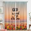 2pcs 2D Flat Printing Curtain God Is Good All Time 100% Polyester Without Electricity Birthday Party for Classroom Office