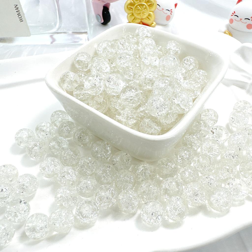 10mm Crackle Glass Round Beads, Loose Spacer Beads DIY Accessories for Bracelet Making 50pcs
