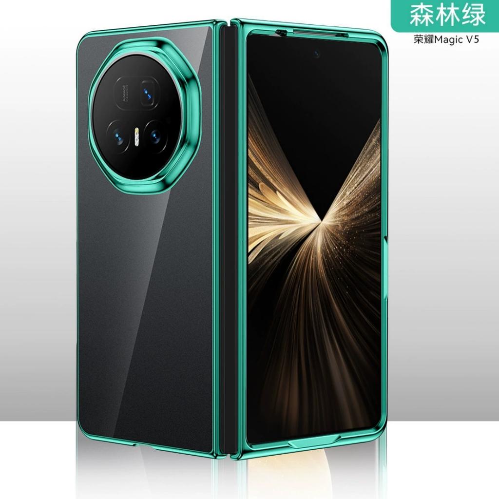 For Honor Magic V5 Vs3 V3 Case Clear Glossy Electroplating PC Hard Case Cover