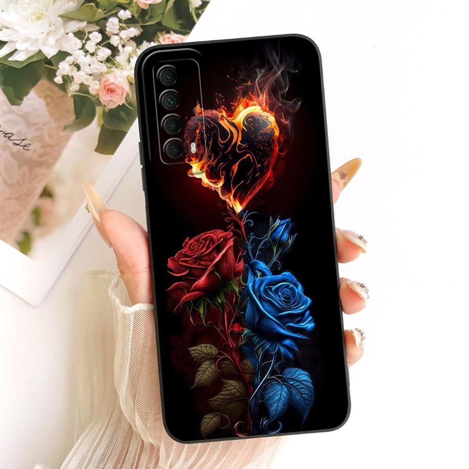 For Huawei P Smart 2021 Case PPA-LX1 PPA-LX2 Luxury Flower Painted Soft Silicone Cover For Huawei Y7a PPA-LX3 Enjoy 20 SE Fundas