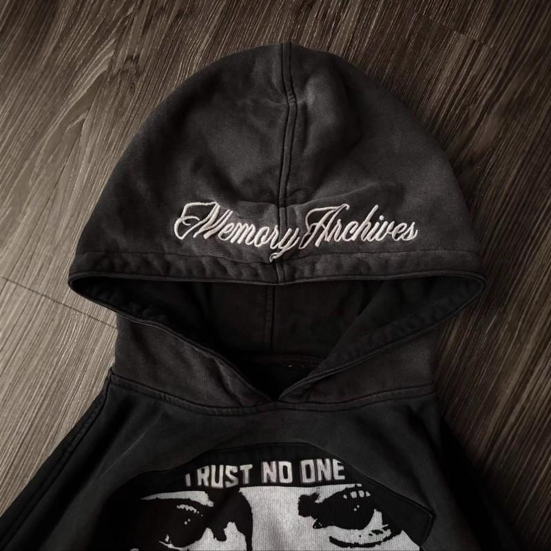 Y2K Street Style Graphic Embroidered Hoodie Dark Eye Patch Pullover Sweatshirt Teens Youth