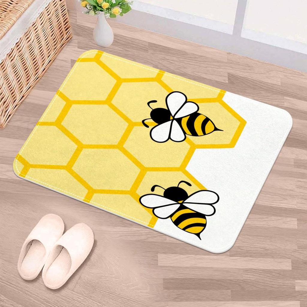 Funny Bee Flowers Carpet Cartoon Animal Area Rug Living Room Girls Bedroom Bedside Dorm Soft Floor Mat Home Entrance Door Mat