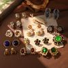 Medieval Flower Silver Needle Winter Earrings Women's Pearl Retro Brooch Diamond Light Luxury Exaggerated High-end Earrings