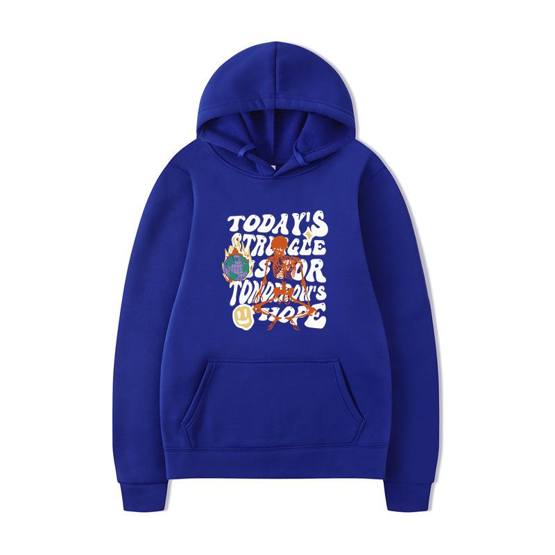 Textual Skeleton Hoodies Print Fashion Sweatshirt Hip Hop Casual Unisex Autumn Winter Fleece Streetwear Tops