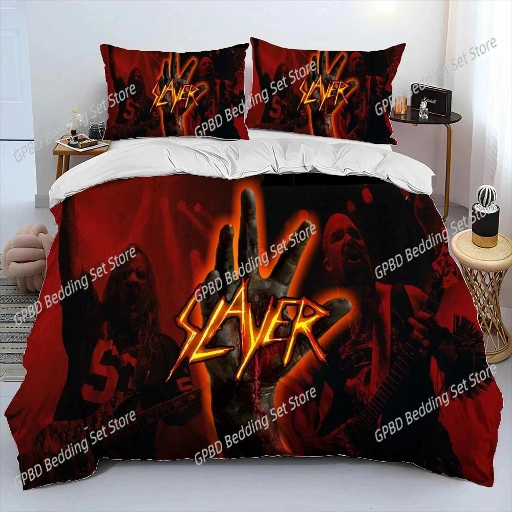 

Одеяло 3D-печать Slayer Музыкальная группа Хэви-метал Комплект постельного белья Спальня Мягкий Современный S Удобное Стеганое одеяло Comforter (quilt)-EU Single(135*200cm)3pcs