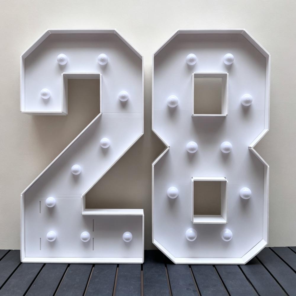 2pcs/set 73cm Lighting Double Number 28 KT Board,Glowing Sign,Perfect Photo Booth Backdrop for 28th Birthday,82th Anniversary,Graduation Holiday Party