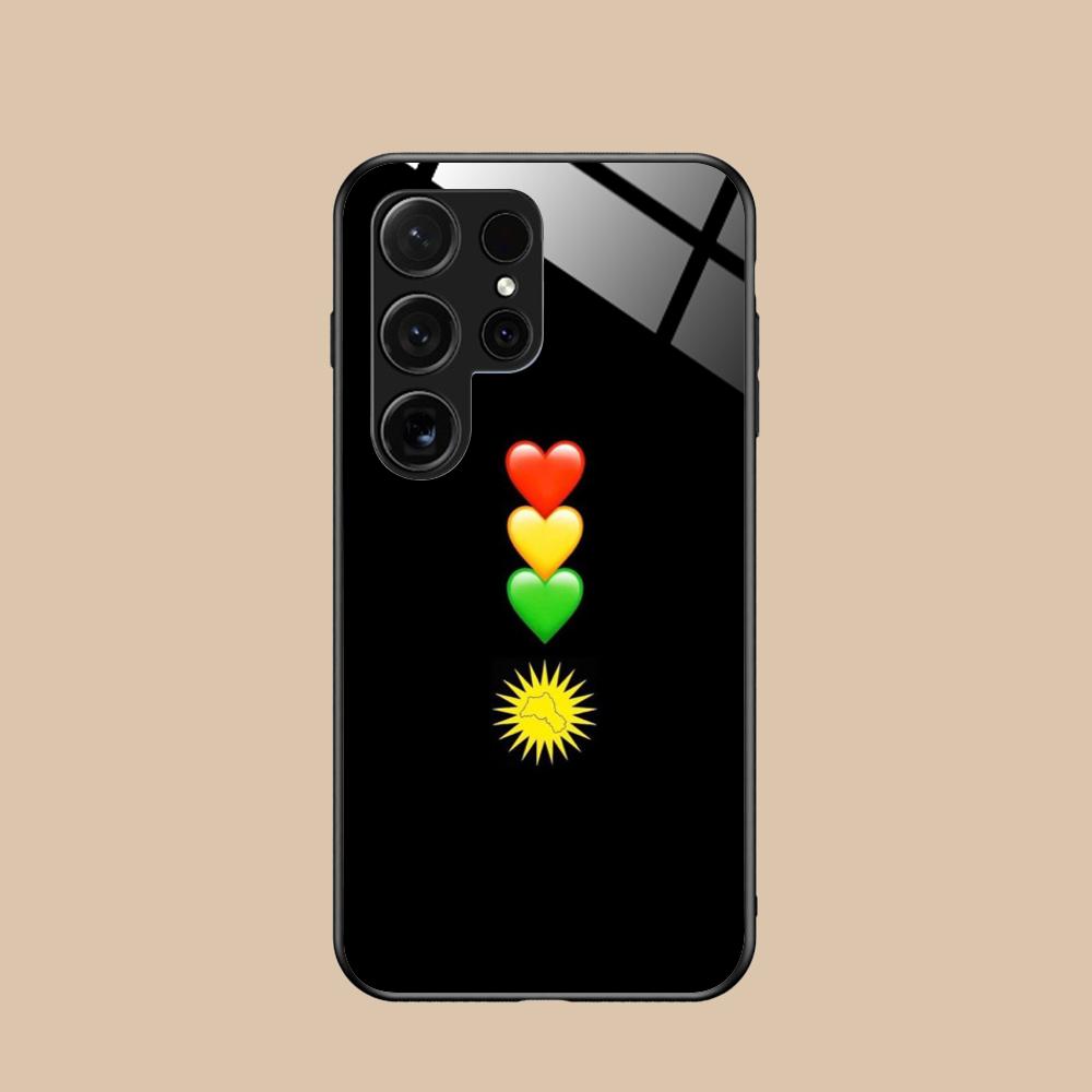 Skleněné pouzdro na mobilní telefon s vlajkou Kurdistánu pro Samsung Galaxy S26 S25 S24 S23 S22 S21 S20 Note20 Plus FE Ultra Barevný kryt