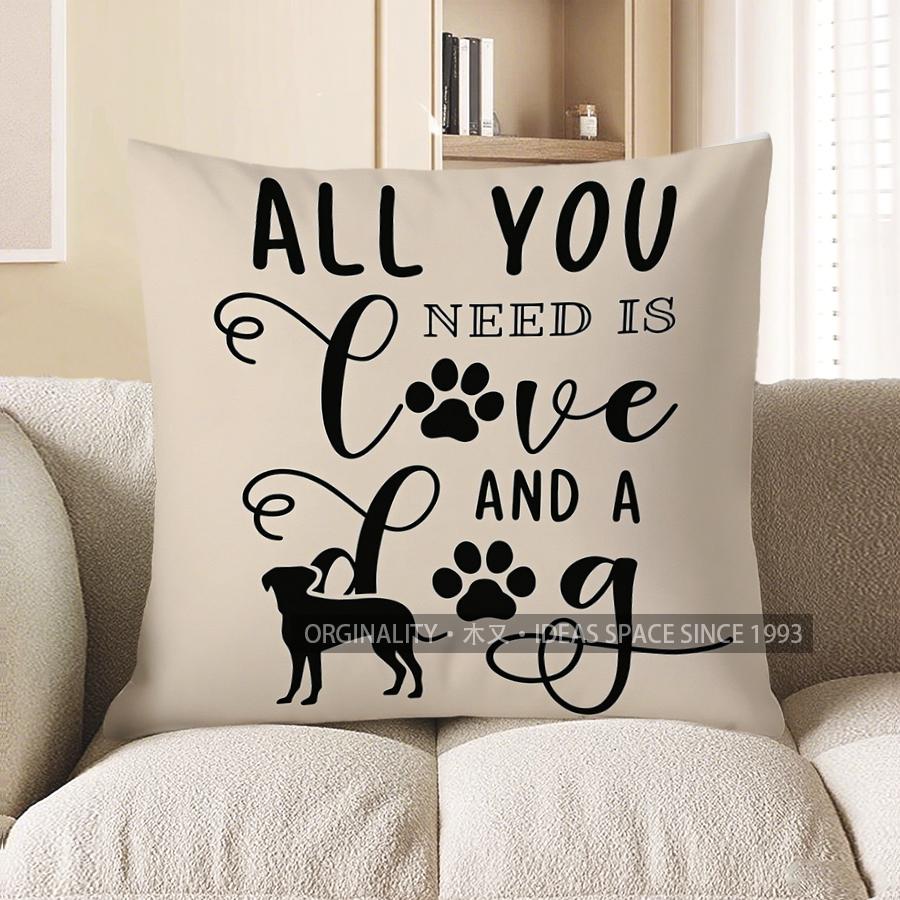 Home Decor Dogs Make Me Happy Digital Print Pillow Pattern Cushion Cover Suitable For Sofa Bedroom Car Pillow Cover