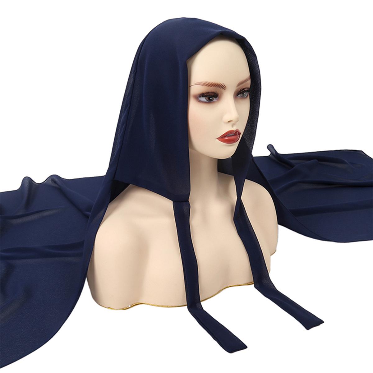 

Шифоновый однотонный головной платок для женщин темно-синий