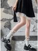 Lace-Trimmed Black Bow Lolita Mid-Calf Slouch Socks