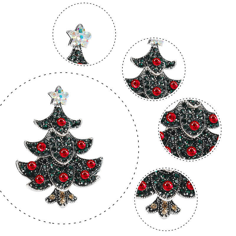 Crystal Christmas Tree Brooch Full Diamond Breastpin Christmas Gift Decoration for Women