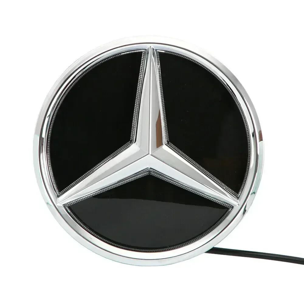 Bilklistremerke For Mercedes Benz Krom Sølv Og Glans Svart Bil Front Grill Stjerne Emblem Opplyst Logo For Mercedes Benz C
