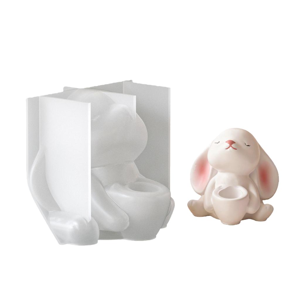 Adorable Rabbit Hugging Vase Silicone Mold Handmade Jewelry Making Supplies Suitable For DIY Jewelry And Gifts