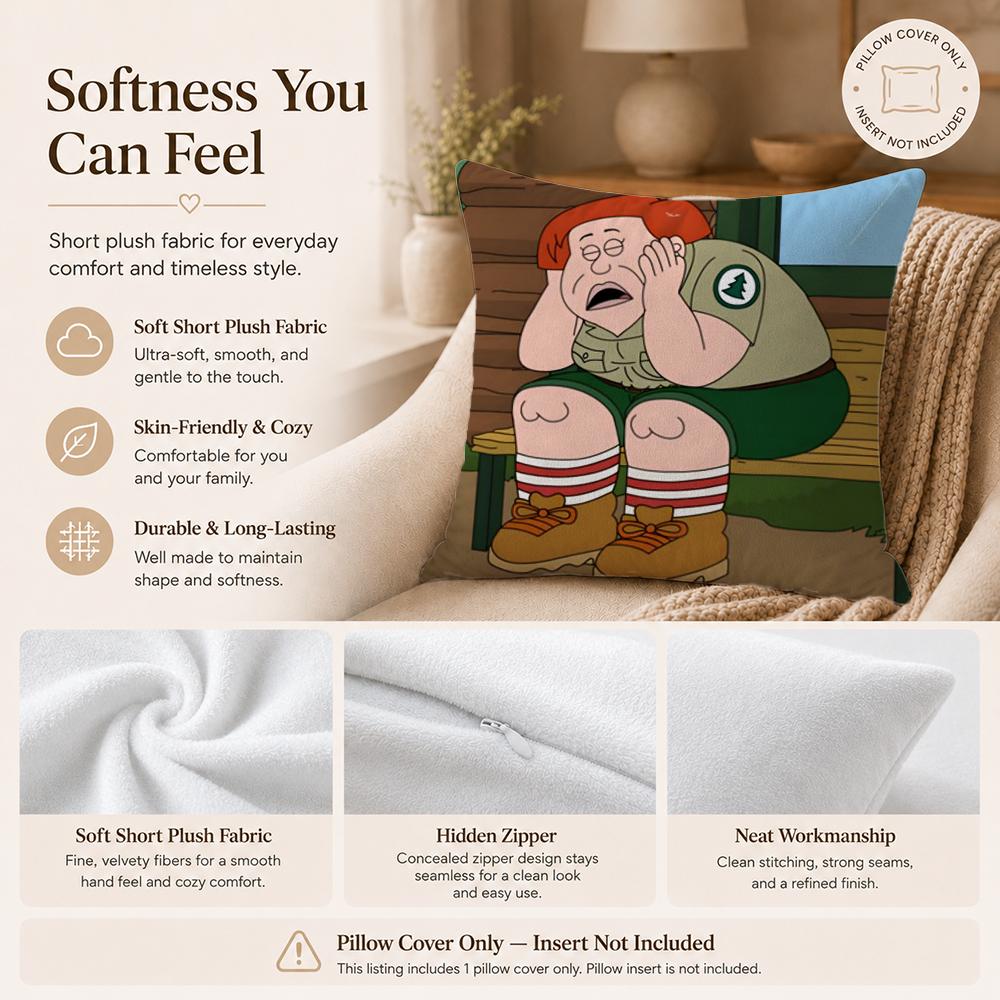 Cartoon B-BrickleberryS Cushion Cover Double-Sided Printed Pillow Cover Hypoallergenic Dust-Mite Proof