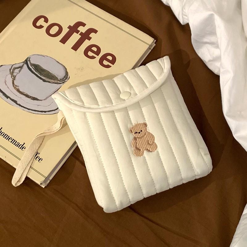 Cute Cartoon Embroidered Period Pad Bag - Portable Menstrual Cup & Sanitary Napkin Holder