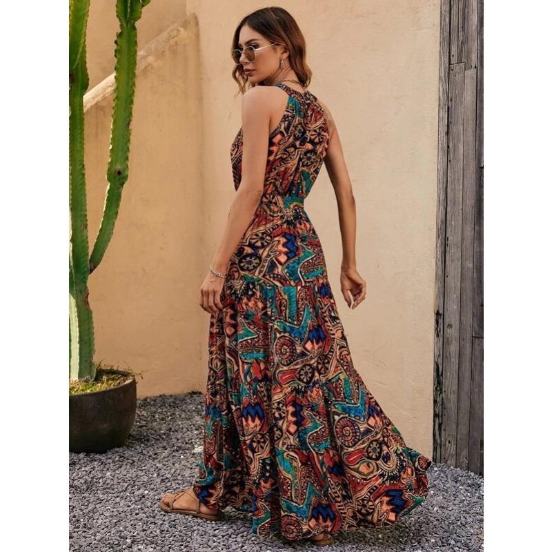 DAFIFY Women's Fashion Summer Spring Sleeveless Hanging Neck High Waist Casual Dresses