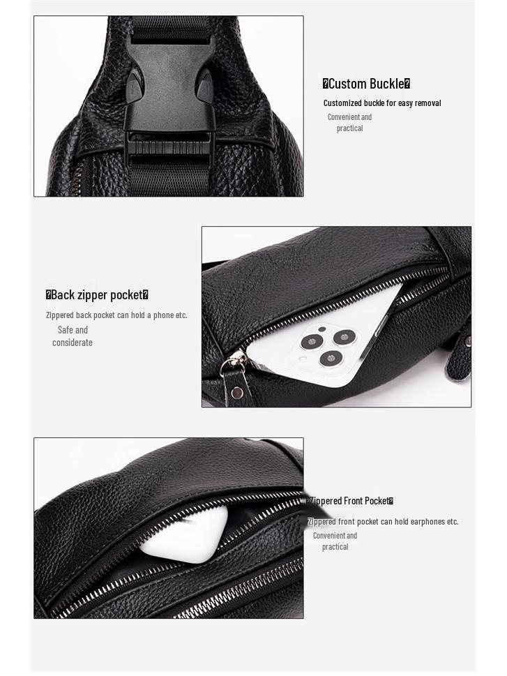 Men's Genuine Leather Waist & Chest Bag - Multifunctional Crossbody & Phone Holder, Work & Sports Wear-Resistant Pack