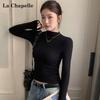 La Chapelle Women's Slim-Fit Mock Neck Long-Sleeve Base Layer Top