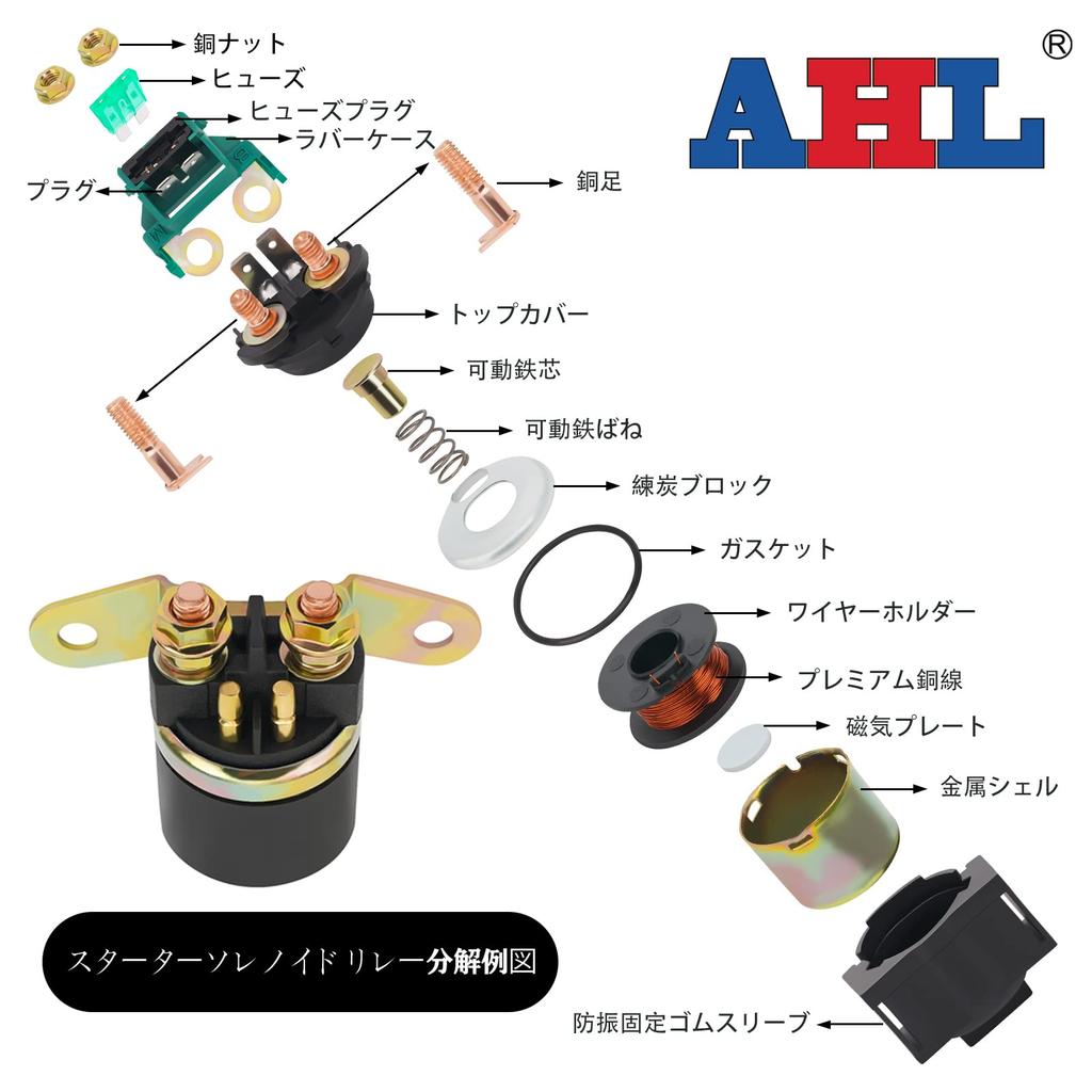 AHL Motocyklové štartovacie relé solenoid Suzuki 125 GN125 1991-1997/DR250 1990-1995/300 GS300 1985/400 GSF400 1991-1993/500