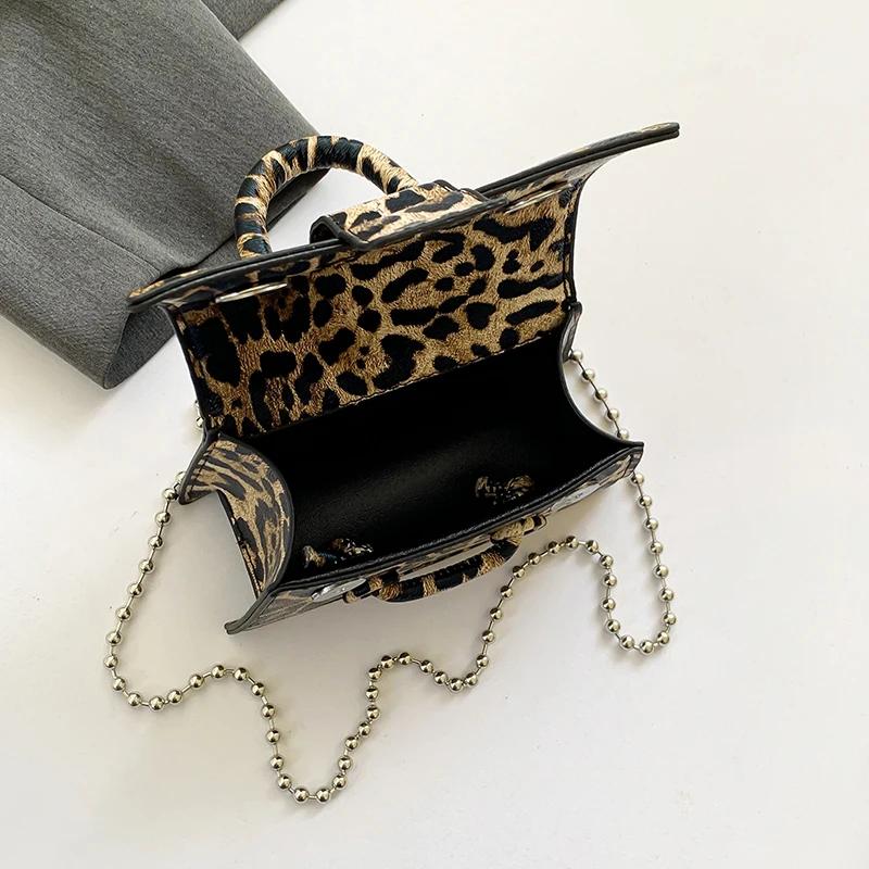 Leather PU Crossbody Bag with Short Handle Mini Coin Purse Hourglass Bag Vintage Designer Leopard Print Luxurious Fashion