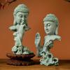 NEW Buddha Statue Chinese-style Zen Green Sandstone Sculpture Buddhism Hindu Fengshui Figurine Meditation Home Living Room Decor