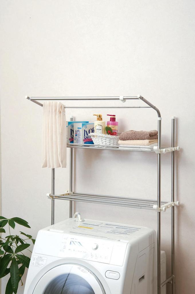 Sekisui Jushi Shoji Stainless Steel Washing Machine Rack DSR-9, Width 72-91cm X Depth 56cm X Height 185cm