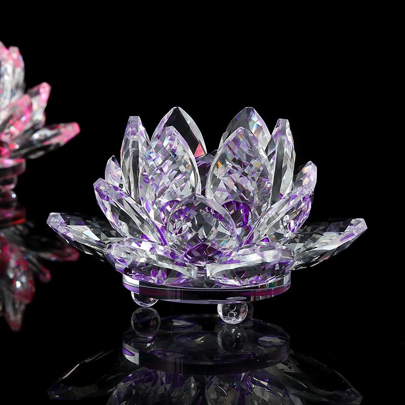 European Style Crystal Lotus Heart Ornament for Temple Living Room Office Desk Jewelry Cabinet Decoration Small Craft Flower