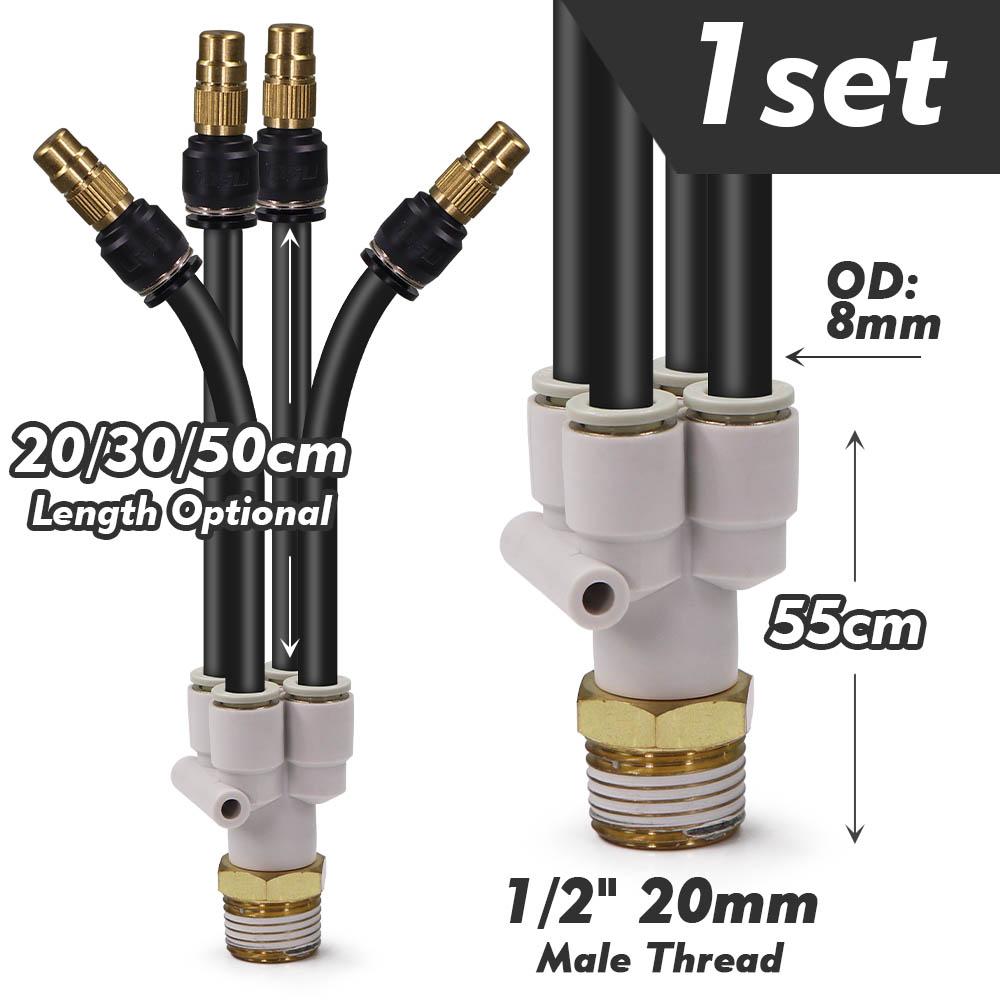 

1/2 360° Free-bend Mist Sprinkler w/ Rotating Adapter 20/30/50cm Brass Adj. Nozzle Garden Irrigation Watering Cooling Sprayer 20cm Lenght