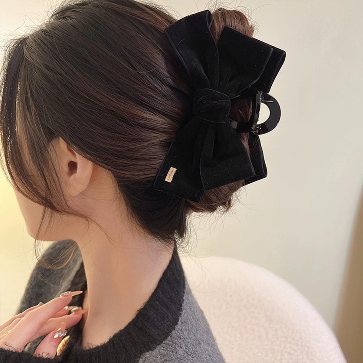 

1 piece of black velvet big bow hair clip with a simple and elegant style for women