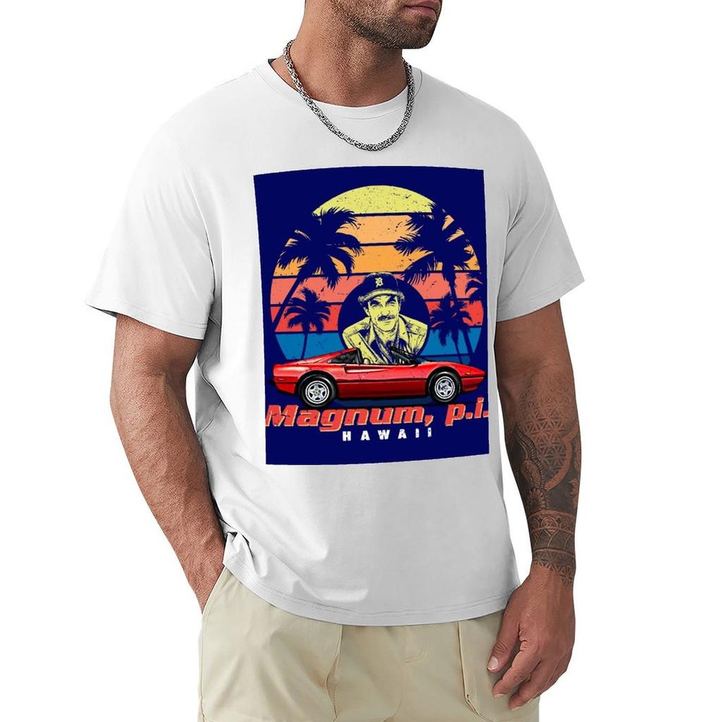 Magnum PI Retro T-Shirt Graphics Customs Designer T Shirt Men