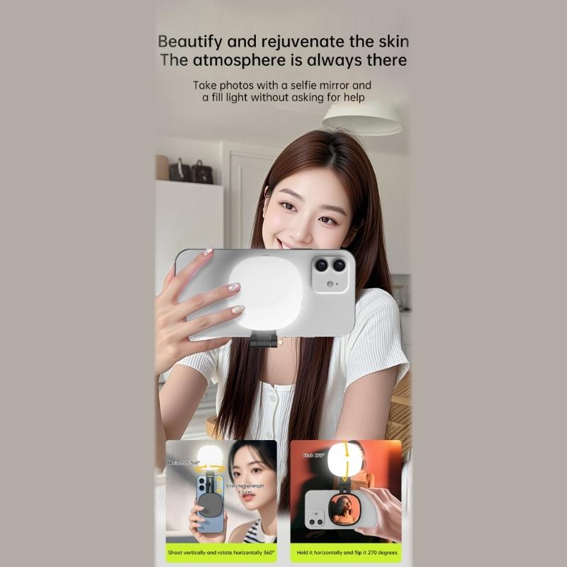 Rechargeable Magnetic LED Circle Light For Smartphone Rotating Angle Individual Portrait Mirror Portable Studio Lighting Type C Charging