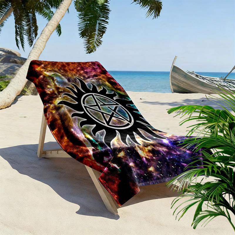 Pentagram Supernatural Print Beach Towel, Large Soft Quick Dry Towel for Beach Camping Swimming