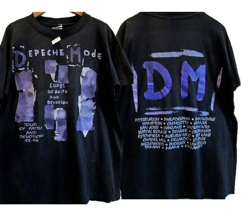 Футболка Depeche Mode Songs of Faith and Devotion базовый стиль 90-х Футболка Унисекс Футболка XXXXL
