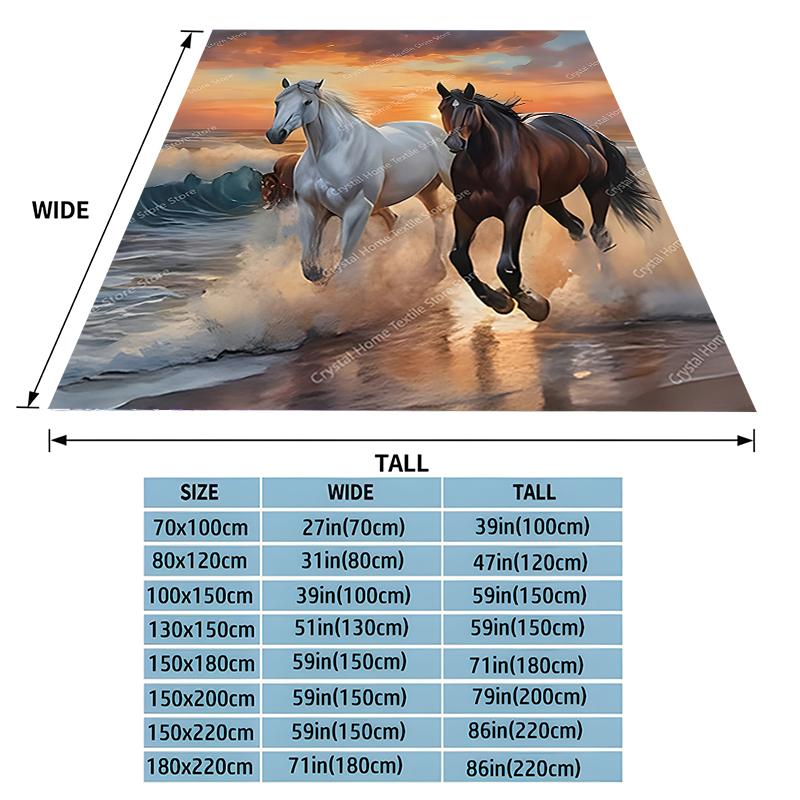 Horse Themed Soft Flannel Blankets,Warm Throw Blanket Comfortable Blankets for Picnic Beds Sofa Home Bedroom Cover Kids Gifts