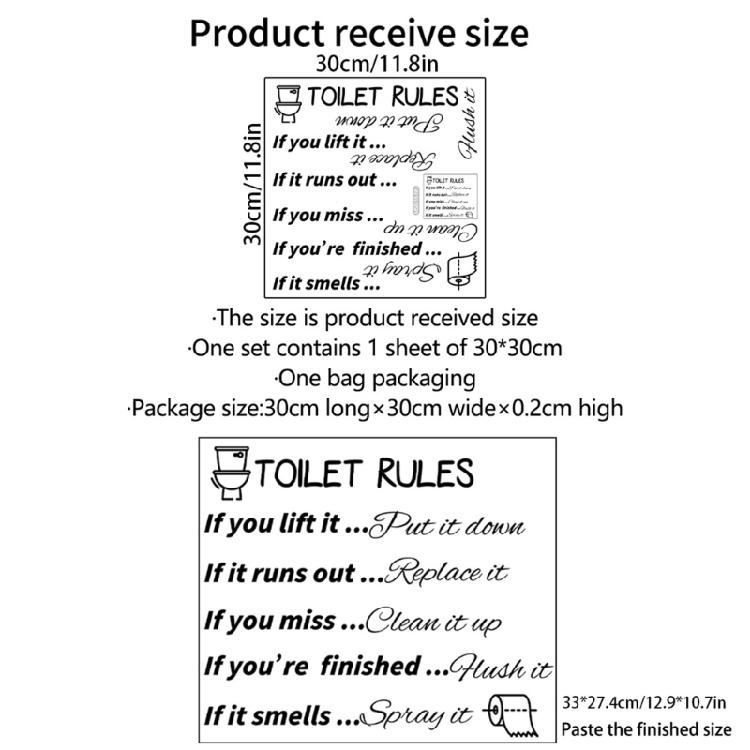 Toilet Rules Sticker Sign Vinyl Arts Decor for Hotel Home Restaurant Laundry