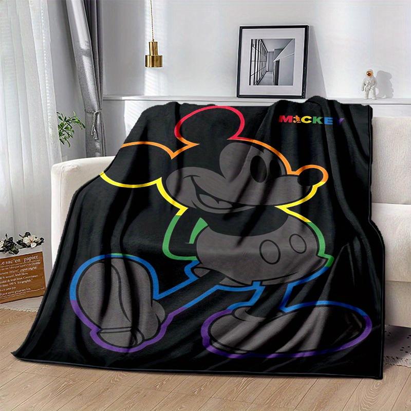 1pc, Rainbow Mickey Mouse Home Decor Blanket: A Cozy Flannel Throw for Your Living Room, Bedroom, or Outdoor, Sofa Blanket, Travel Companion