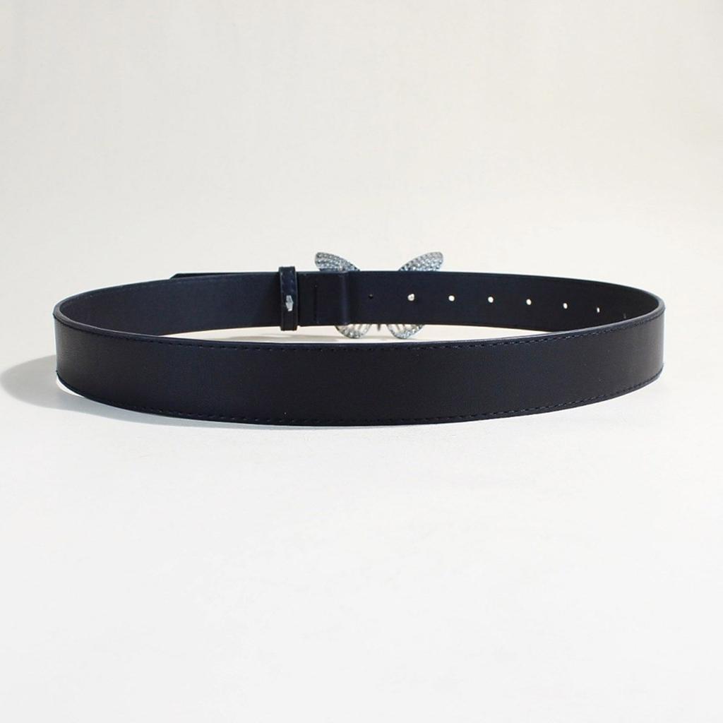 Elegant PU Leather Waist Belt Waist Ornament Decorative Sash Feature Rhinestone Butterfly Buckle for Fashion Women