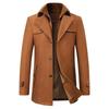 Men's European & American Casual Wool Overcoat - Iron-Free, Solid Color, Fall Wear for Middle-Aged & Elderly with Lapel