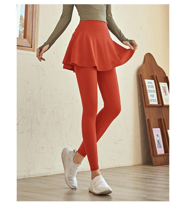 Women's Quick-Dry Running and Yoga Skirt Leggings - Fake Two-Piece Fitness Pants