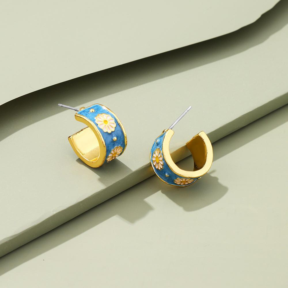 Geometric Alloy Unique Earrings With Artificial Stones Elegant Womens Jewelry