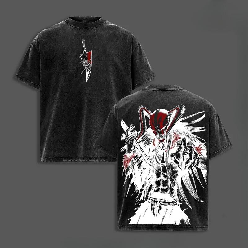 

Kurosaki Ichigo BLEAC Футболка Вінтажна Прана Oversize Футболка Для Чоловіків Унісекс Одяг З Коротким Рукавом Чиста Бавовна Футболки Топи XXL чорний