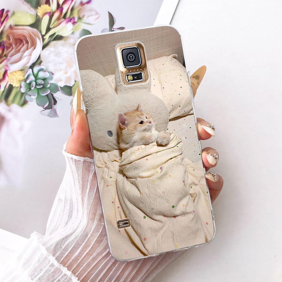 Transparent For Samsung S5 Case Fashion Butterfly Cute Cat Funny Painted Cover For Samsung Galaxy S5 SM-G900F SM-G900M Casing